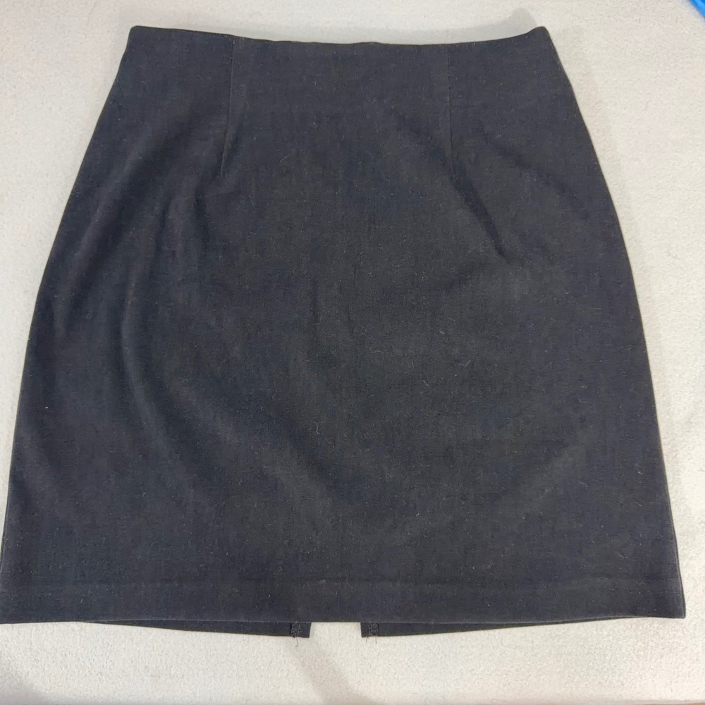 Vintage Black Pencil Skirt Back Slit Zipper Womens Size 7 Office Classic Capsule